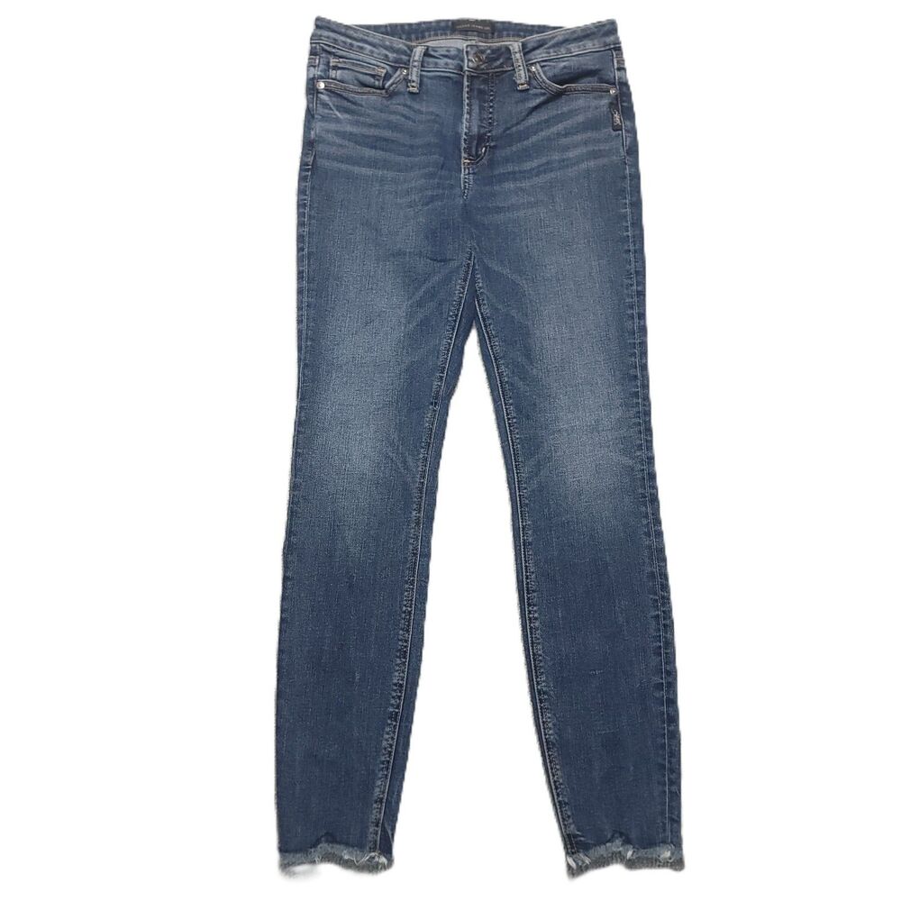 Silver Most Wanted Jeans Womens 28x29 Raw Hem Mid Rise Stretch Blue Denim